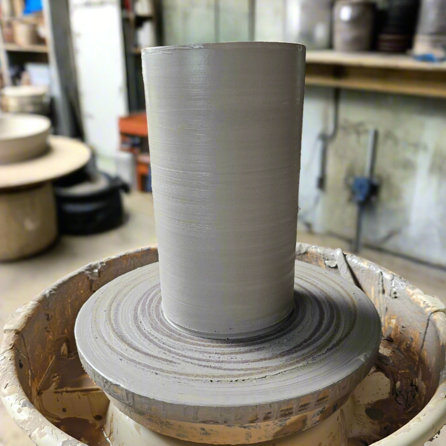 1.5 kg thrown cylinder crafted with Clay Labs Buff Stoneware Clay