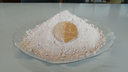 raw powder of light brown stoneware clay