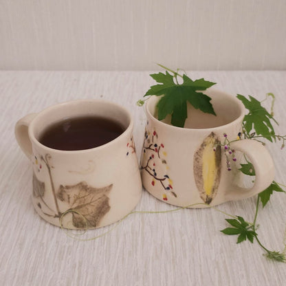 Hand painted Tea Cup crafted with Clay Labs buff stoneware