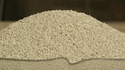 side view of terracotta grog 30 mesh in a bowl